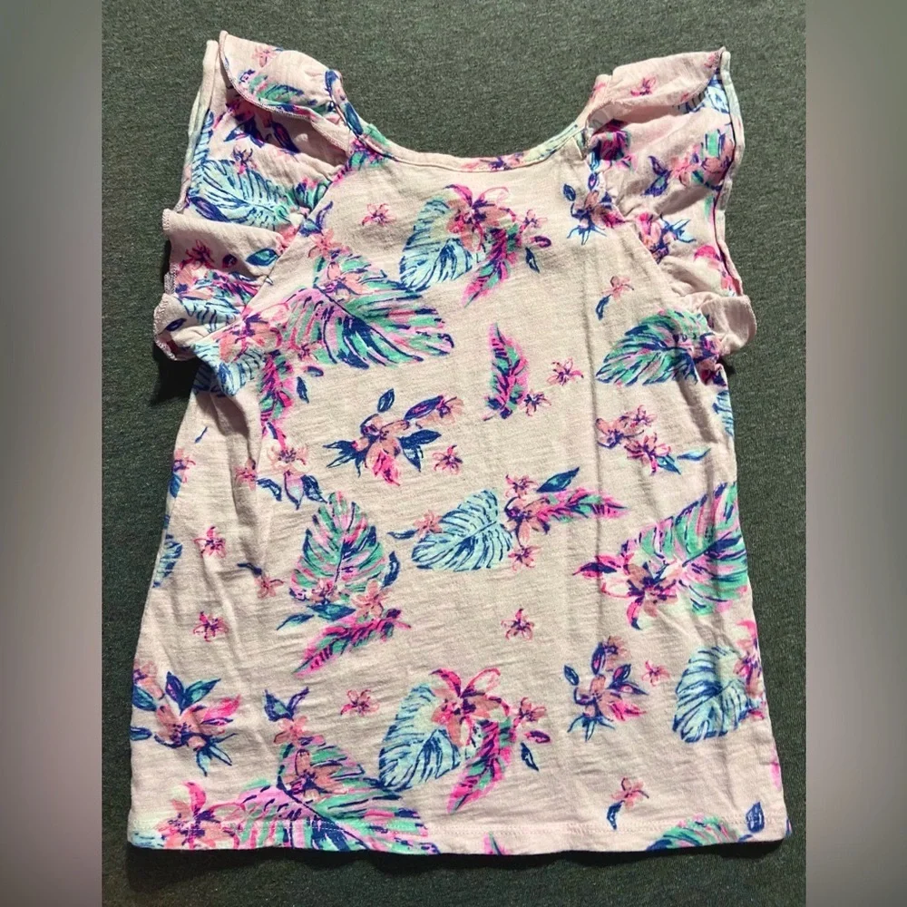 OshKosh B'Gosh Kids Girls Pink Floral Tee Short Sleeve Tank Top Size 6 Small